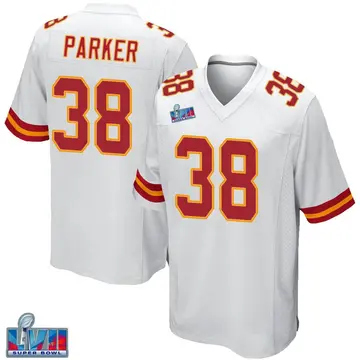 Nike Ron Parker Youth Game Kansas City Chiefs White Super Bowl LVII Patch Jersey