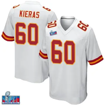 Nike Tautvydas Kieras Men's Game Kansas City Chiefs White Super Bowl LVII Patch Jersey