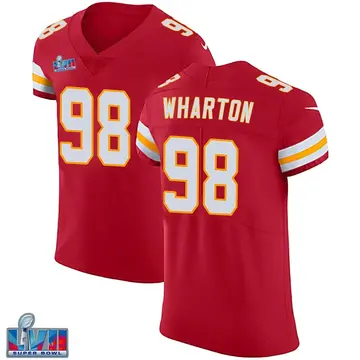 Nike Tershawn Wharton Men's Elite Kansas City Chiefs Red Team Color Vapor Untouchable Super Bowl LVII Patch Jersey