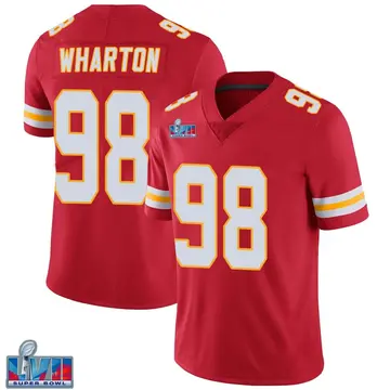 Nike Tershawn Wharton Men's Limited Kansas City Chiefs Red Team Color Vapor Untouchable Super Bowl LVII Patch Jersey