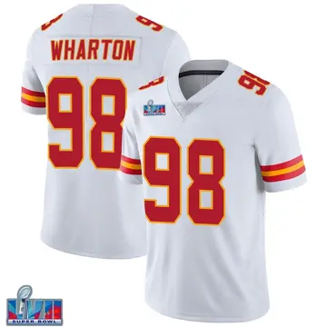 Nike Tershawn Wharton Men's Limited Kansas City Chiefs White Vapor Untouchable Super Bowl LVII Patch Jersey
