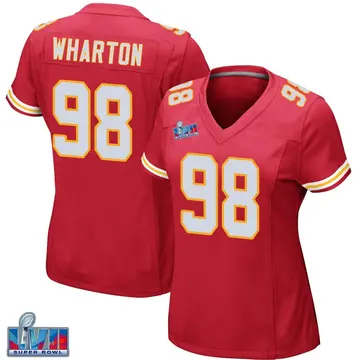 Nike Tershawn Wharton Women's Game Kansas City Chiefs Red Team Color Super Bowl LVII Patch Jersey