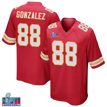 Nike Tony Gonzalez Youth Game Kansas City Chiefs Red Team Color Super Bowl LVII Patch Jersey