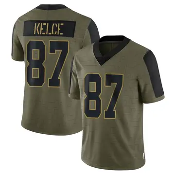 Nike Travis Kelce Youth Limited Kansas City Chiefs Olive 2021 Salute To Service Jersey