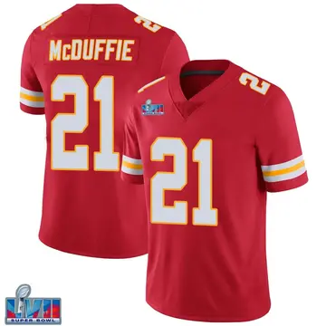 Nike Trent McDuffie Men's Limited Kansas City Chiefs Red Team Color Vapor Untouchable Super Bowl LVII Patch Jersey