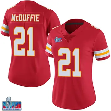 Nike Trent McDuffie Women's Limited Kansas City Chiefs Red Team Color Vapor Untouchable Super Bowl LVII Patch Jersey