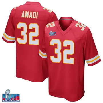 Nike Ugo Amadi Men's Game Kansas City Chiefs Red Team Color Super Bowl LVII Patch Jersey