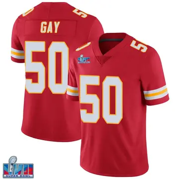 Nike Willie Gay Men's Limited Kansas City Chiefs Red Team Color Vapor Untouchable Super Bowl LVII Patch Jersey
