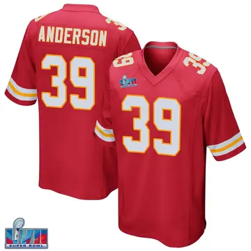 Nike Zayne Anderson Men's Game Kansas City Chiefs Red Team Color Super Bowl LVII Patch Jersey